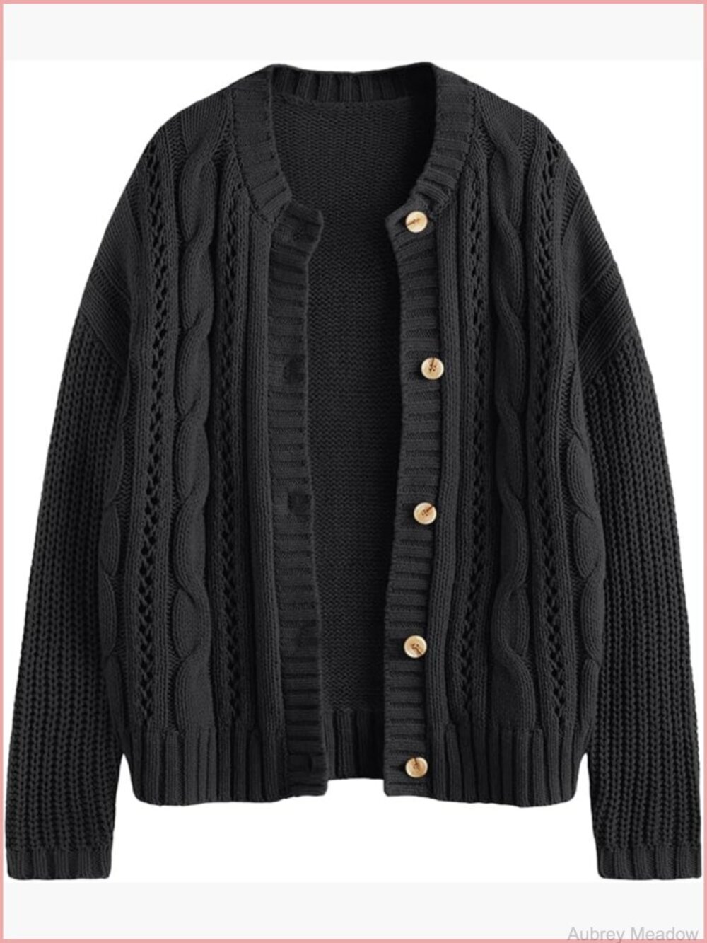 Cable Knit Crochet Cardigan Sweater Button Up Chunky Fall Jacket